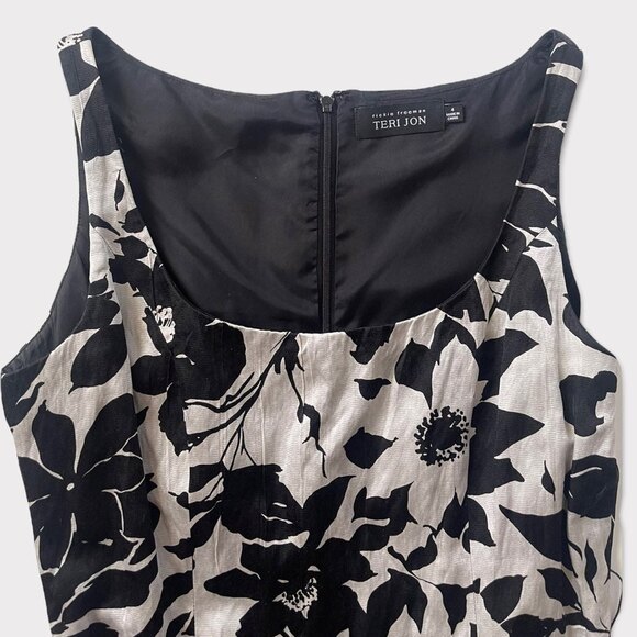 Rickie Freeman for Teri Jon Black & White Ruffle Dress Size 4 - Picture 3 of 9